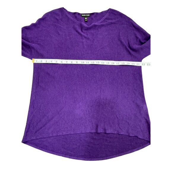 Eileen Fisher Purple Long Sleeve Tunic Knit Top Tencel Merino Wool Womens Size L - Picture 7 of 7